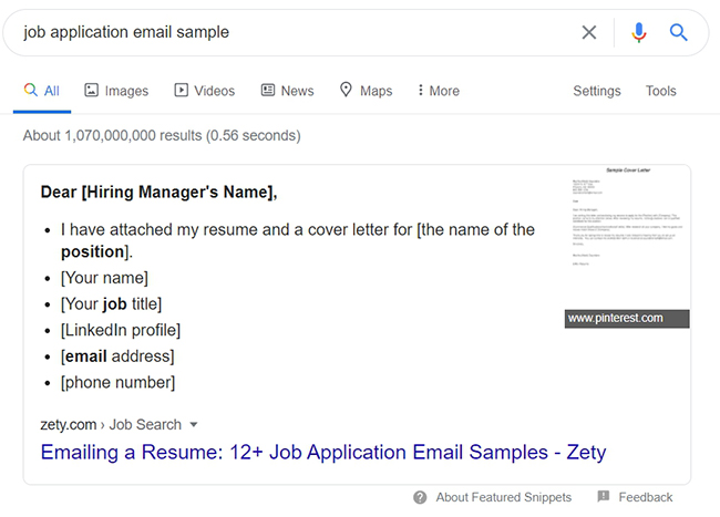 job application email sample